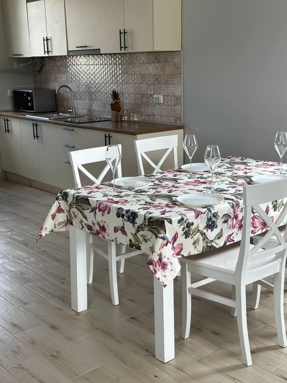 Linen waterproof tablecloth with Teflon, Geometry collection, luxury quality (custom or standard size)
