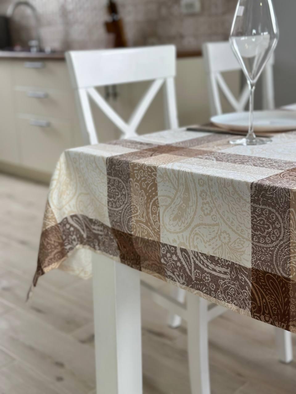 Linen waterproof tablecloth with Teflon, Geometry collection, luxury quality (custom or standard size)