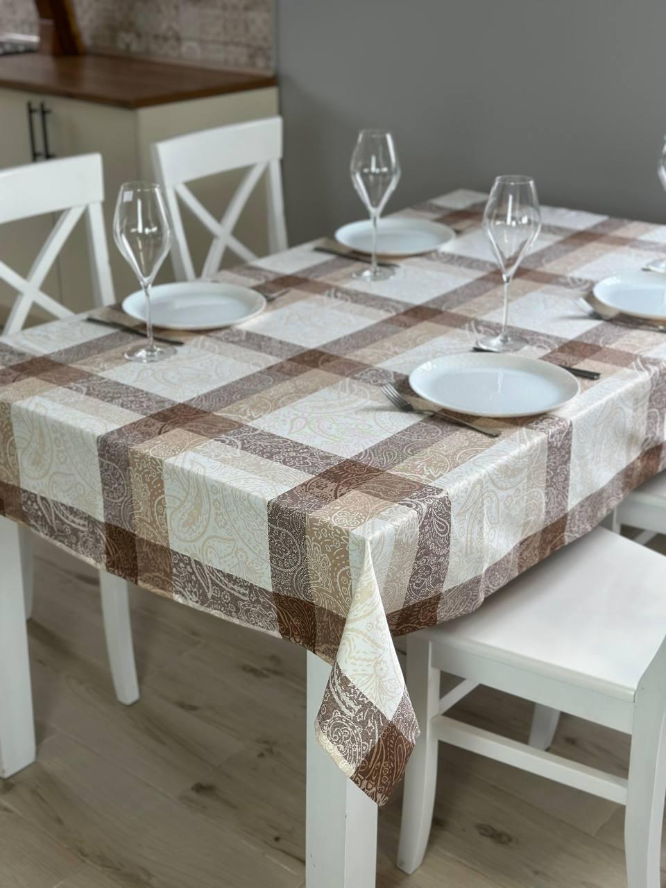 Linen waterproof tablecloth with Teflon, Geometry collection, luxury quality (custom or standard size)