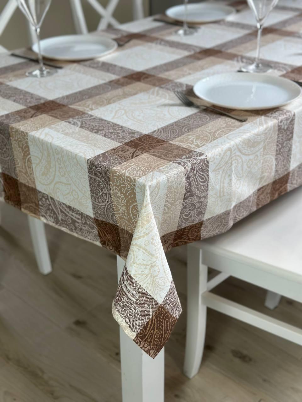Linen waterproof tablecloth with Teflon, Geometry collection, luxury quality (custom or standard size)