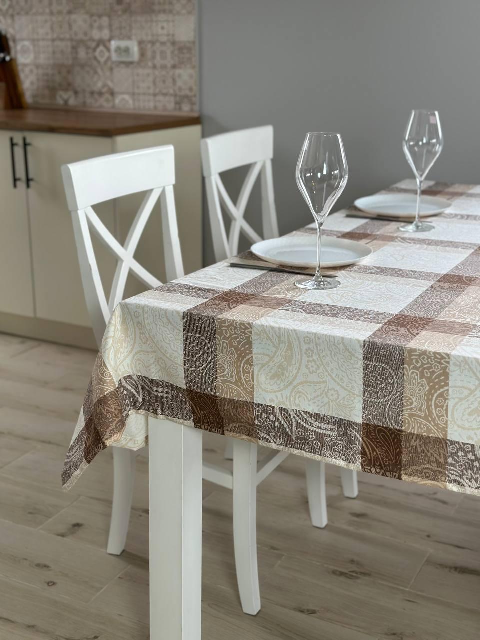 Linen waterproof tablecloth with Teflon, Geometry collection, luxury quality (custom or standard size)