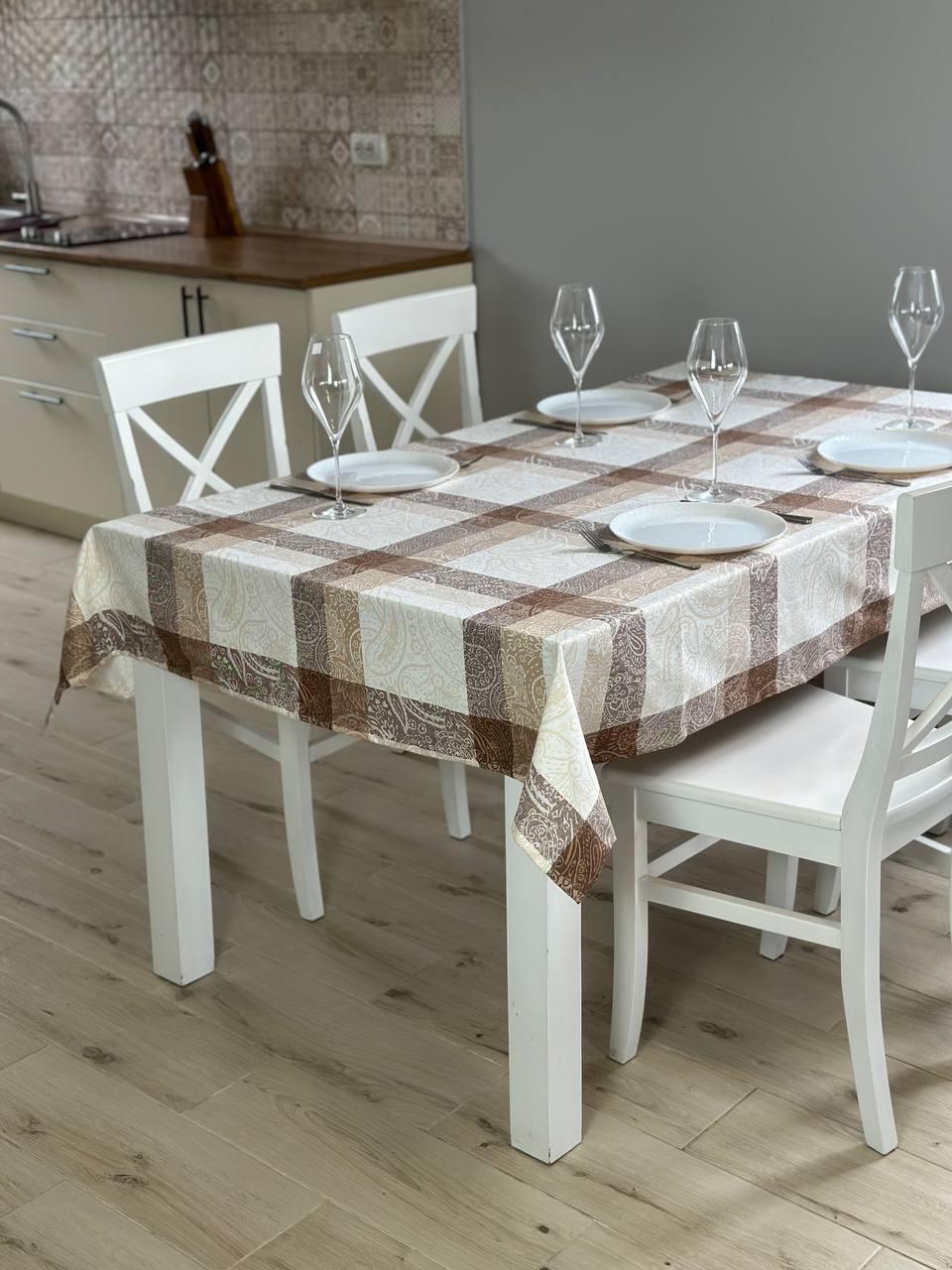 Linen waterproof tablecloth with Teflon, Geometry collection, luxury quality (custom or standard size)
