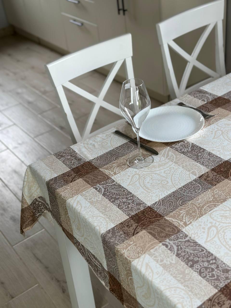 Linen waterproof tablecloth with Teflon, Geometry collection, luxury quality (custom or standard size)