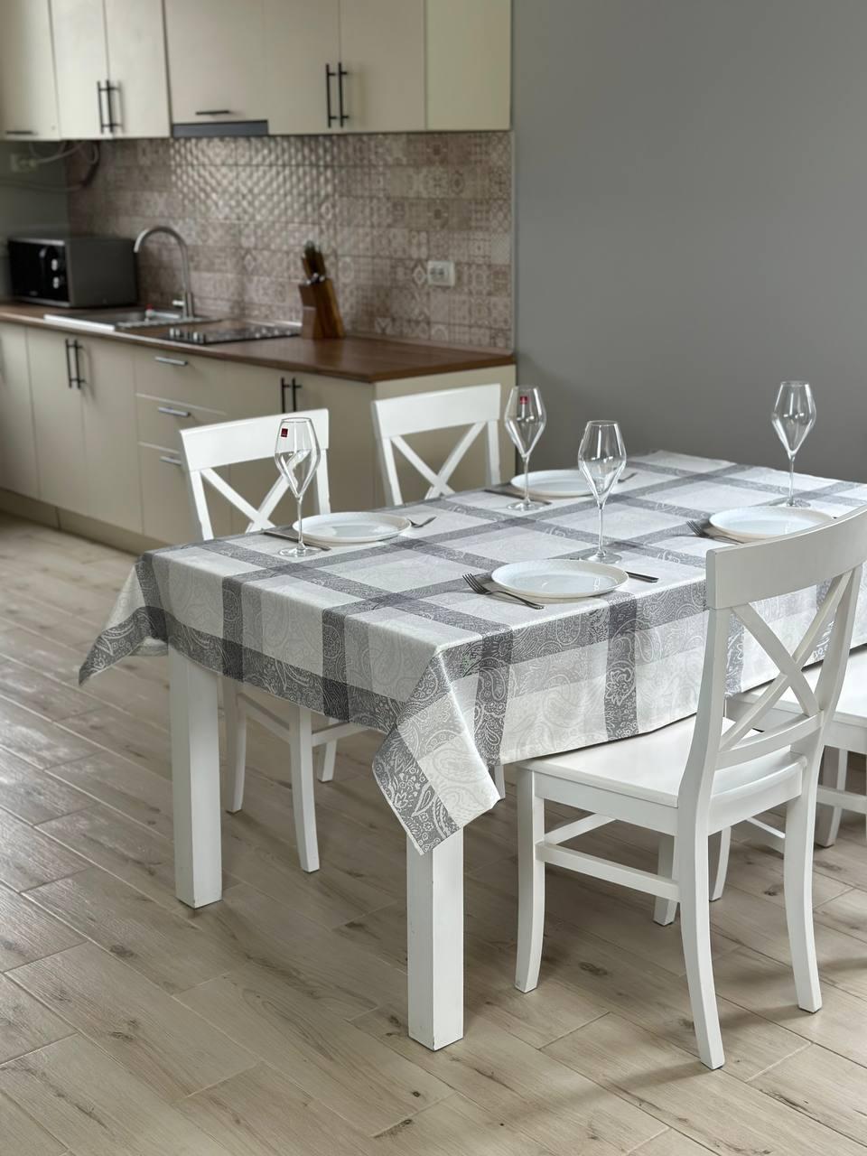 Linen waterproof tablecloth with Teflon, Geometry collection, luxury quality (custom or standard size)