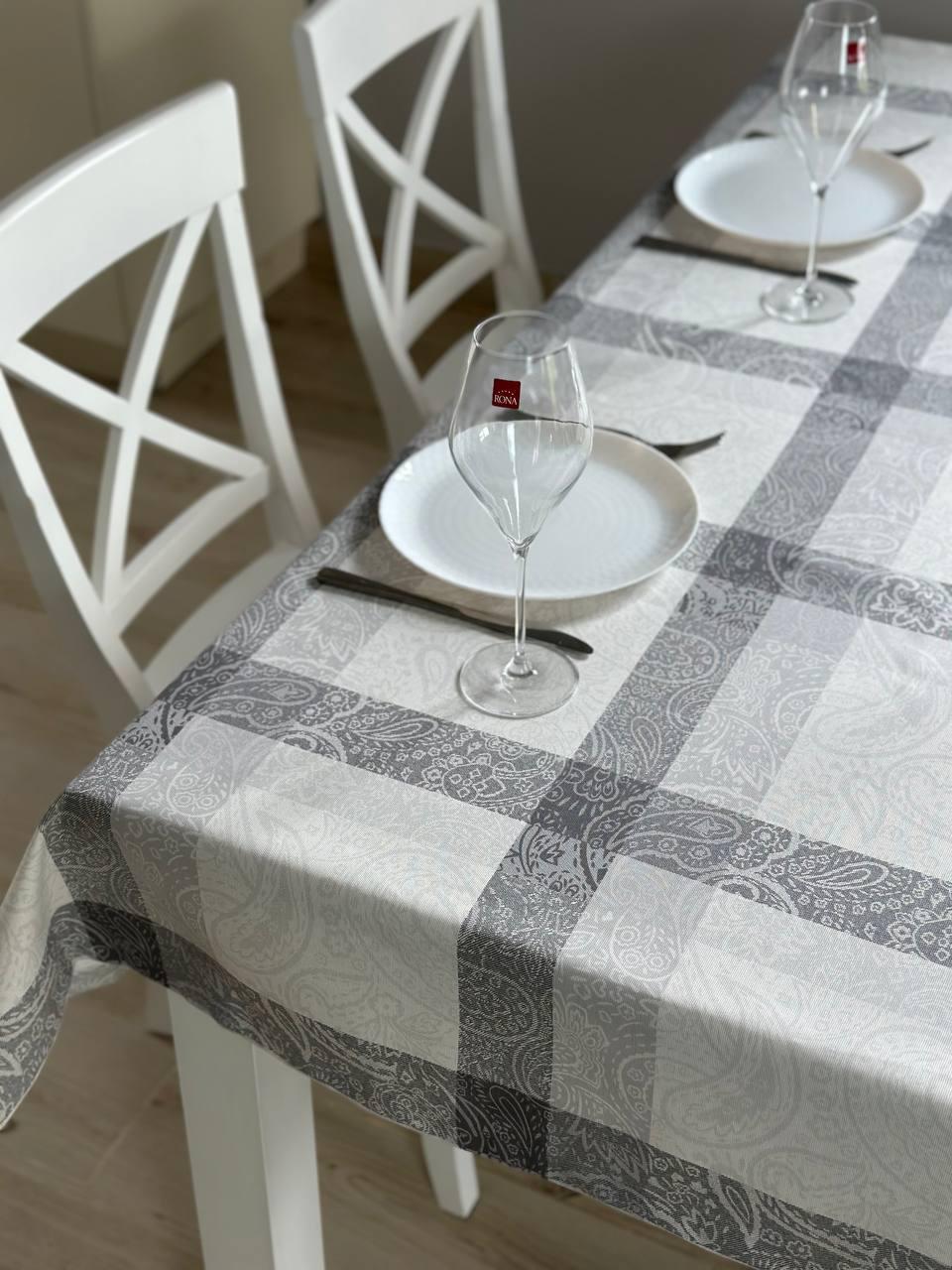 Linen waterproof tablecloth with Teflon, Geometry collection, luxury quality (custom or standard size)