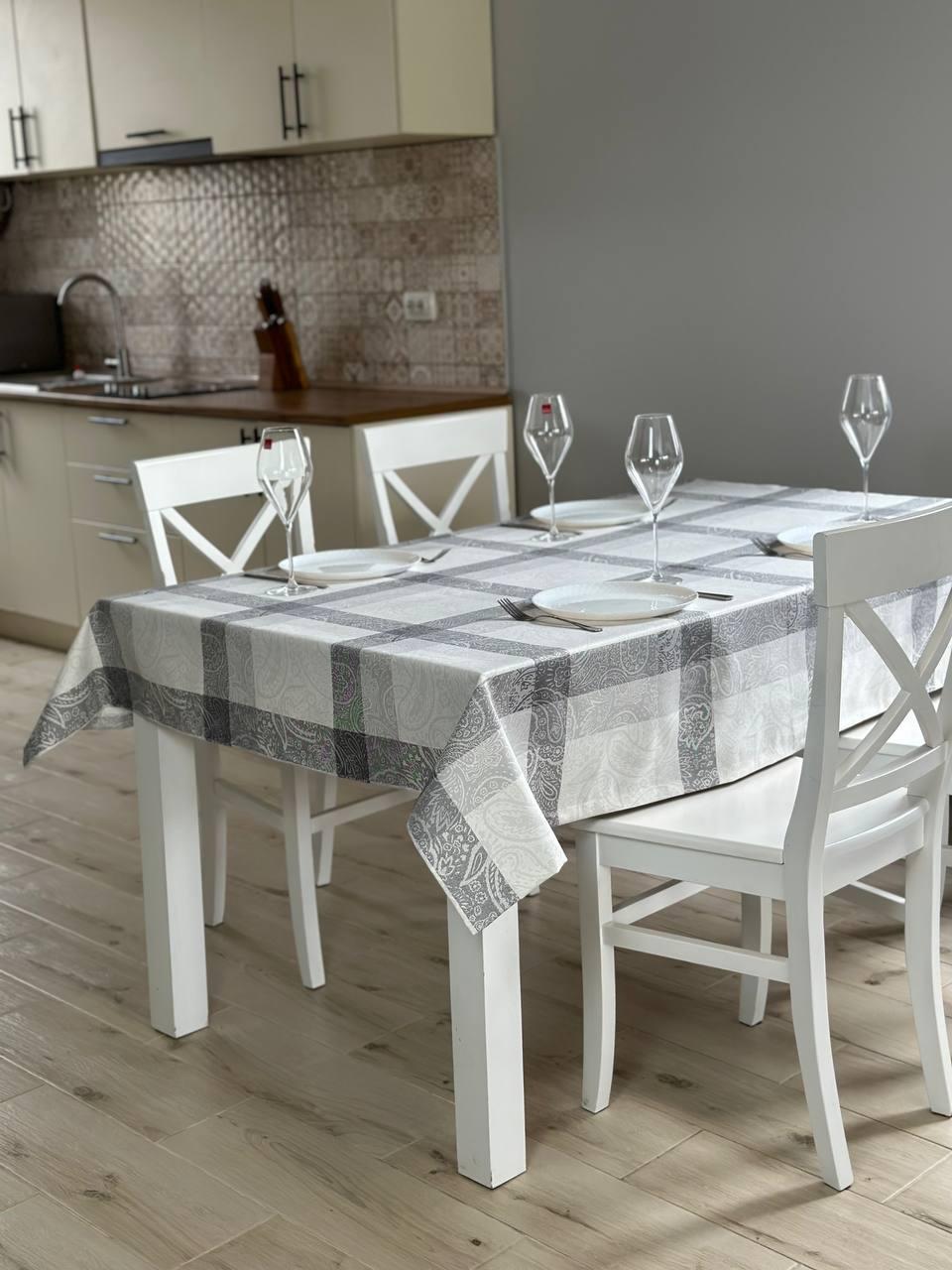 Linen waterproof tablecloth with Teflon, Geometry collection, luxury quality (custom or standard size)
