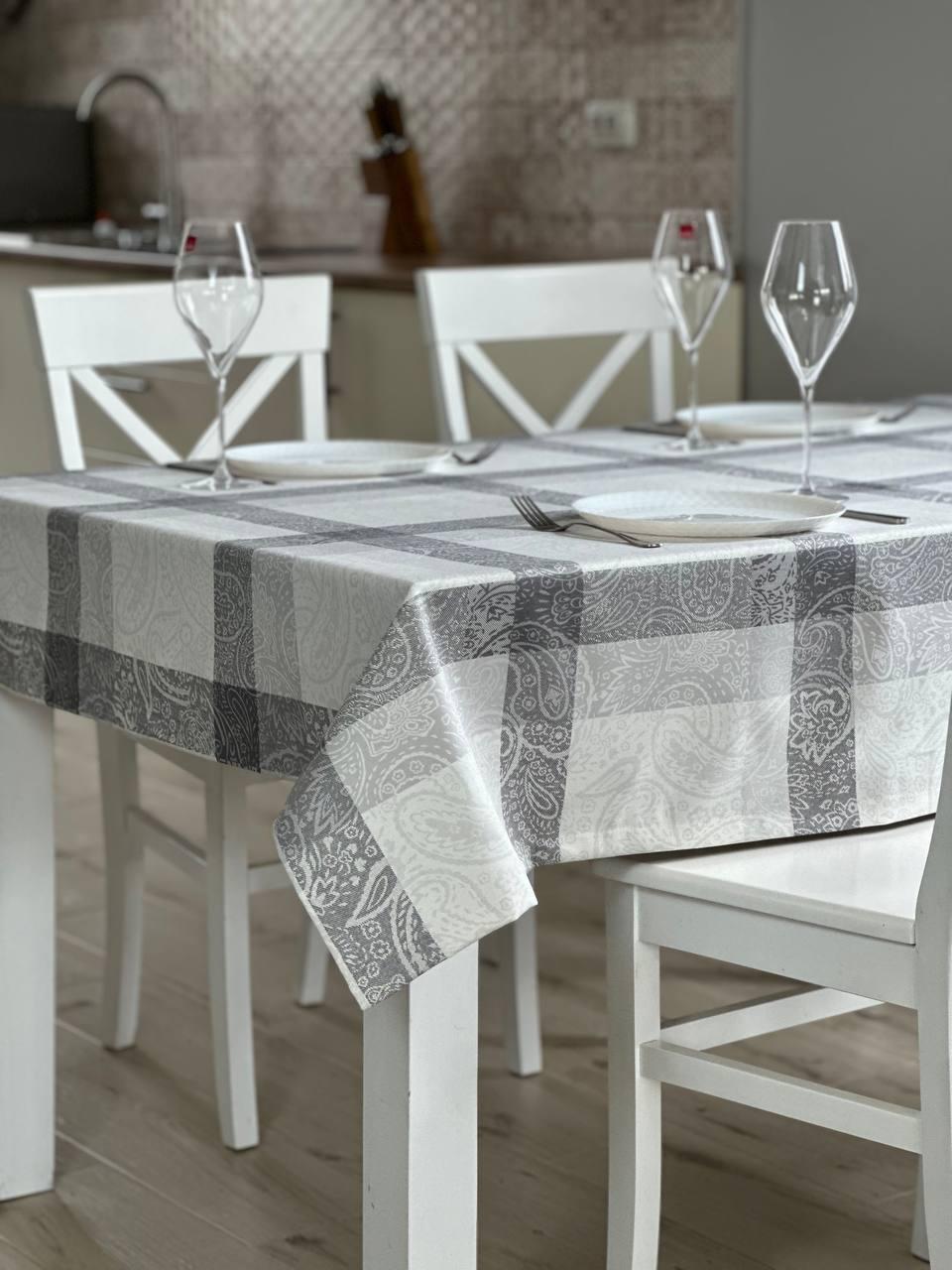 Linen waterproof tablecloth with Teflon, Geometry collection, luxury quality (custom or standard size)