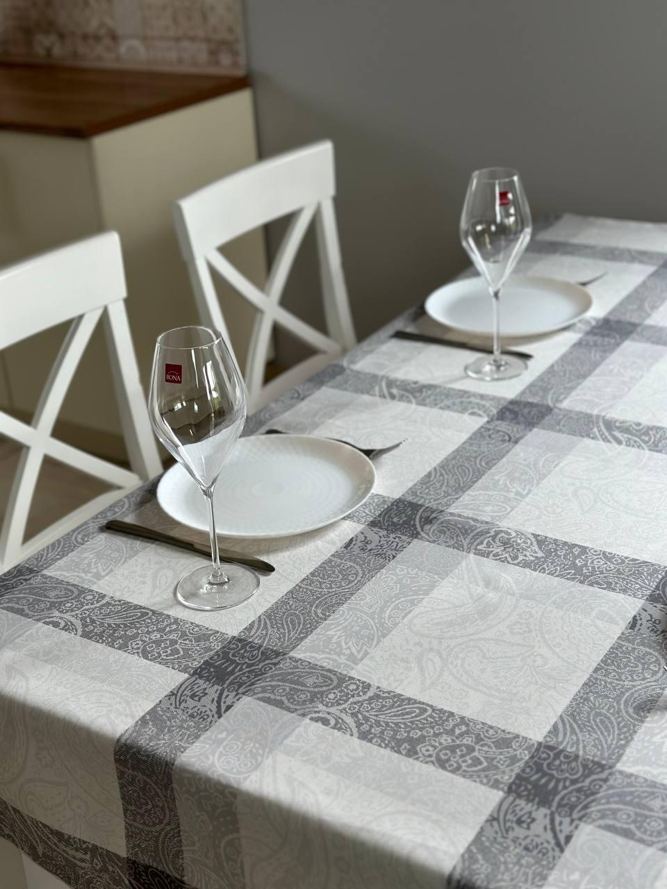 Linen waterproof tablecloth with Teflon, Geometry collection, luxury quality (custom or standard size)