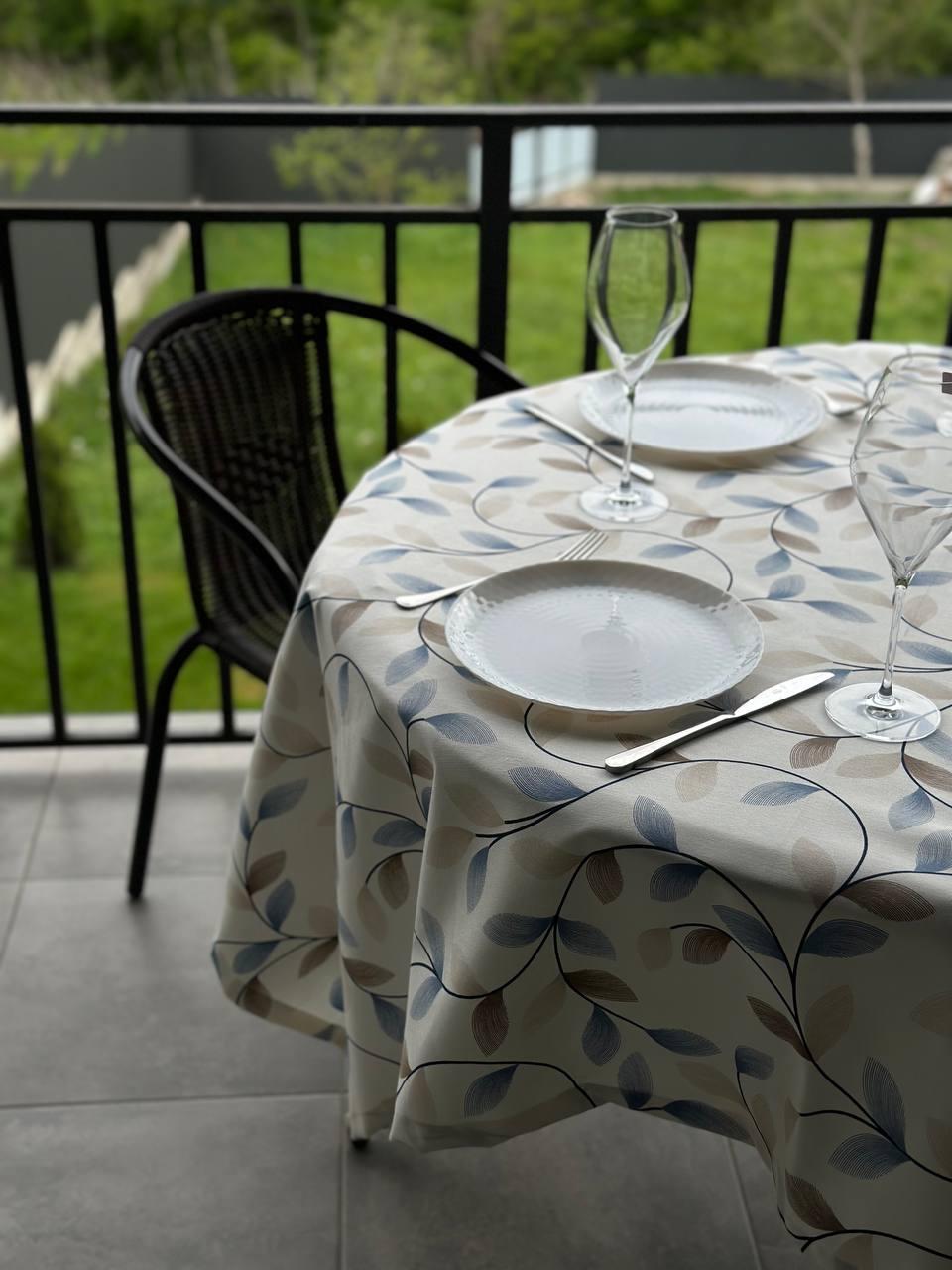 Linen waterproof tablecloth with Teflon, Geometry collection, luxury quality (custom or standard size)
