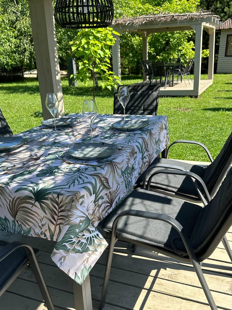 Linen waterproof tablecloth with Teflon, Geometry collection, luxury quality (custom or standard size)