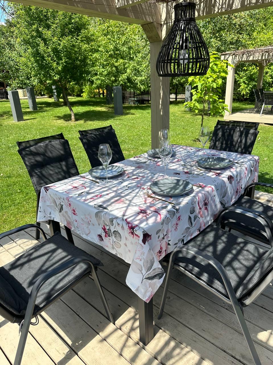 Linen waterproof tablecloth with Teflon, Geometry collection, luxury quality (custom or standard size)