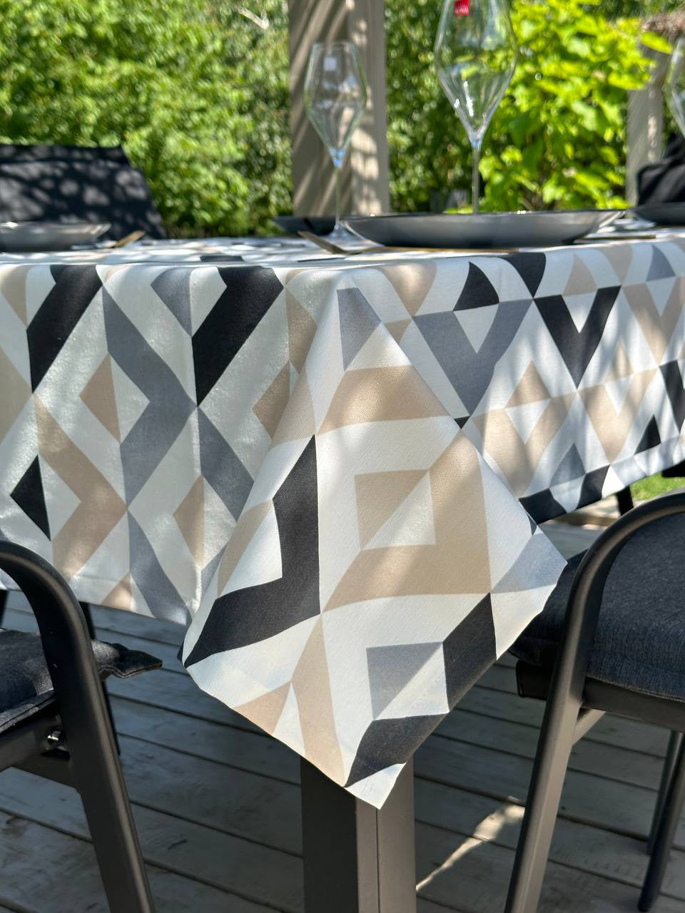 Linen waterproof tablecloth with Teflon, Geometry collection, luxury quality (custom or standard size)
