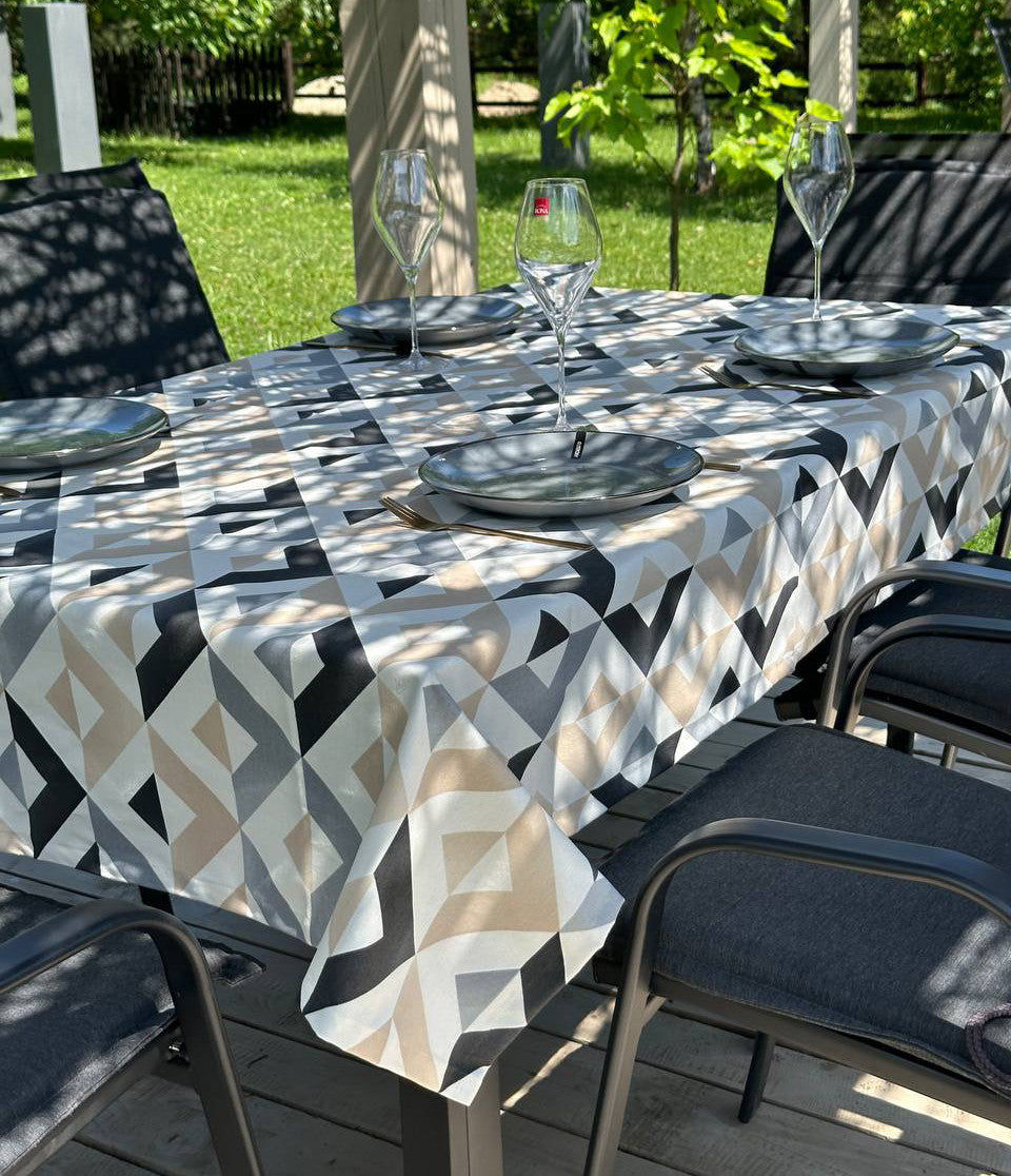 Linen waterproof tablecloth with Teflon, Geometry collection, luxury quality (custom or standard size)
