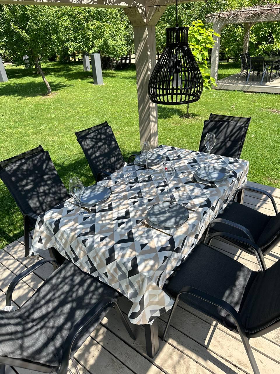 Linen waterproof tablecloth with Teflon, Geometry collection, luxury quality (custom or standard size)