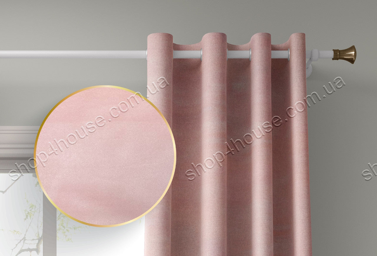 Velvet plain curtains, soft pink color