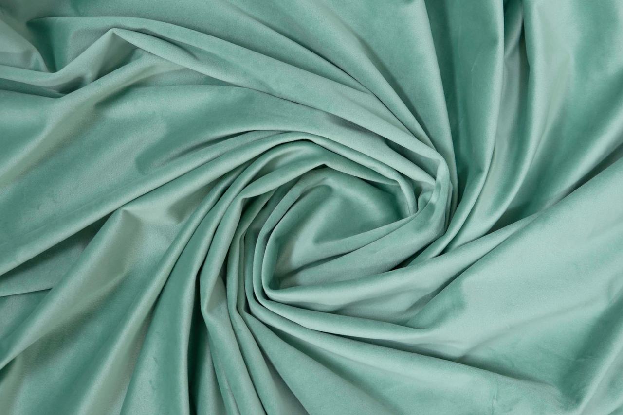 Velvet plain curtains, mint color