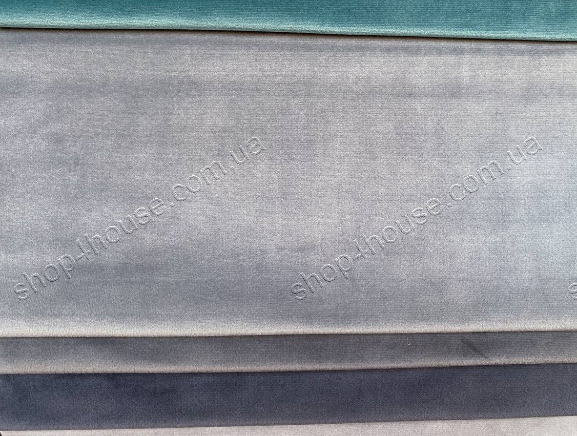 Velvet plain curtains, light gray color