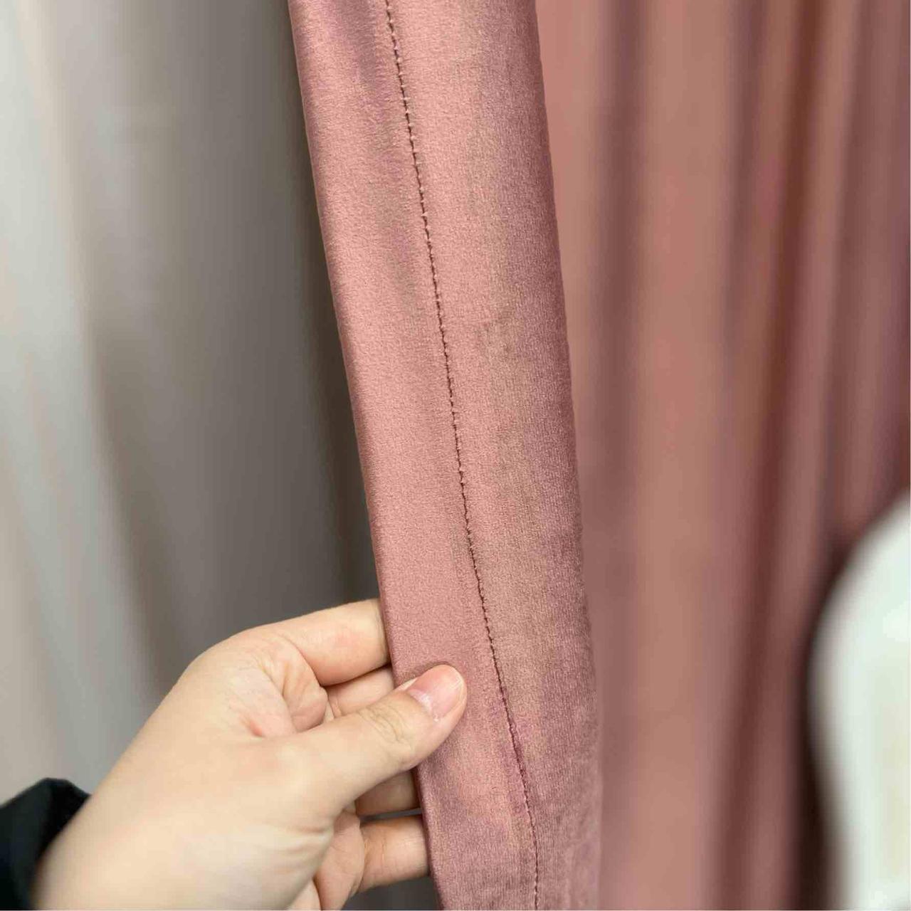 Velvet plain curtains, dark pink color