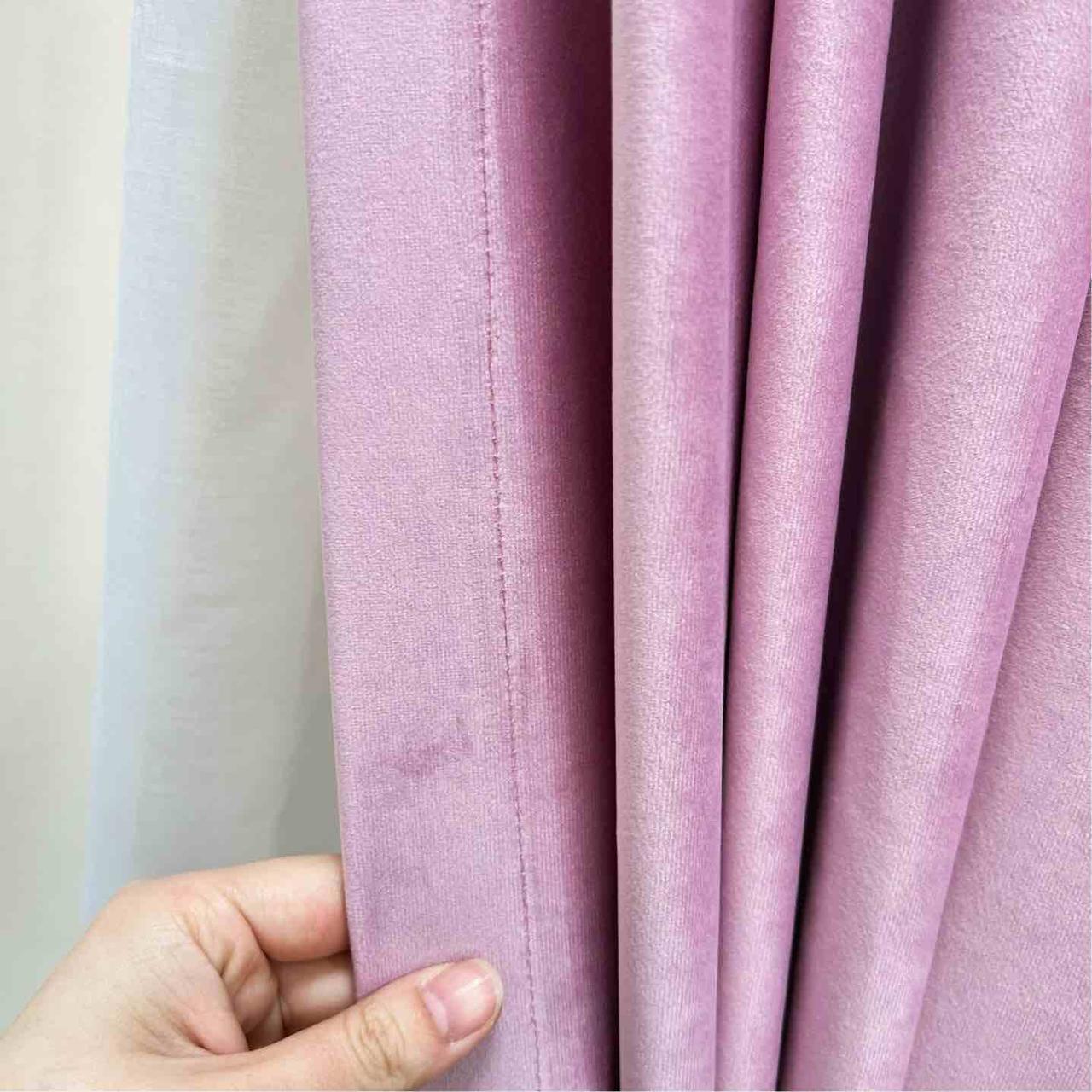 Velvet plain curtains, pink color