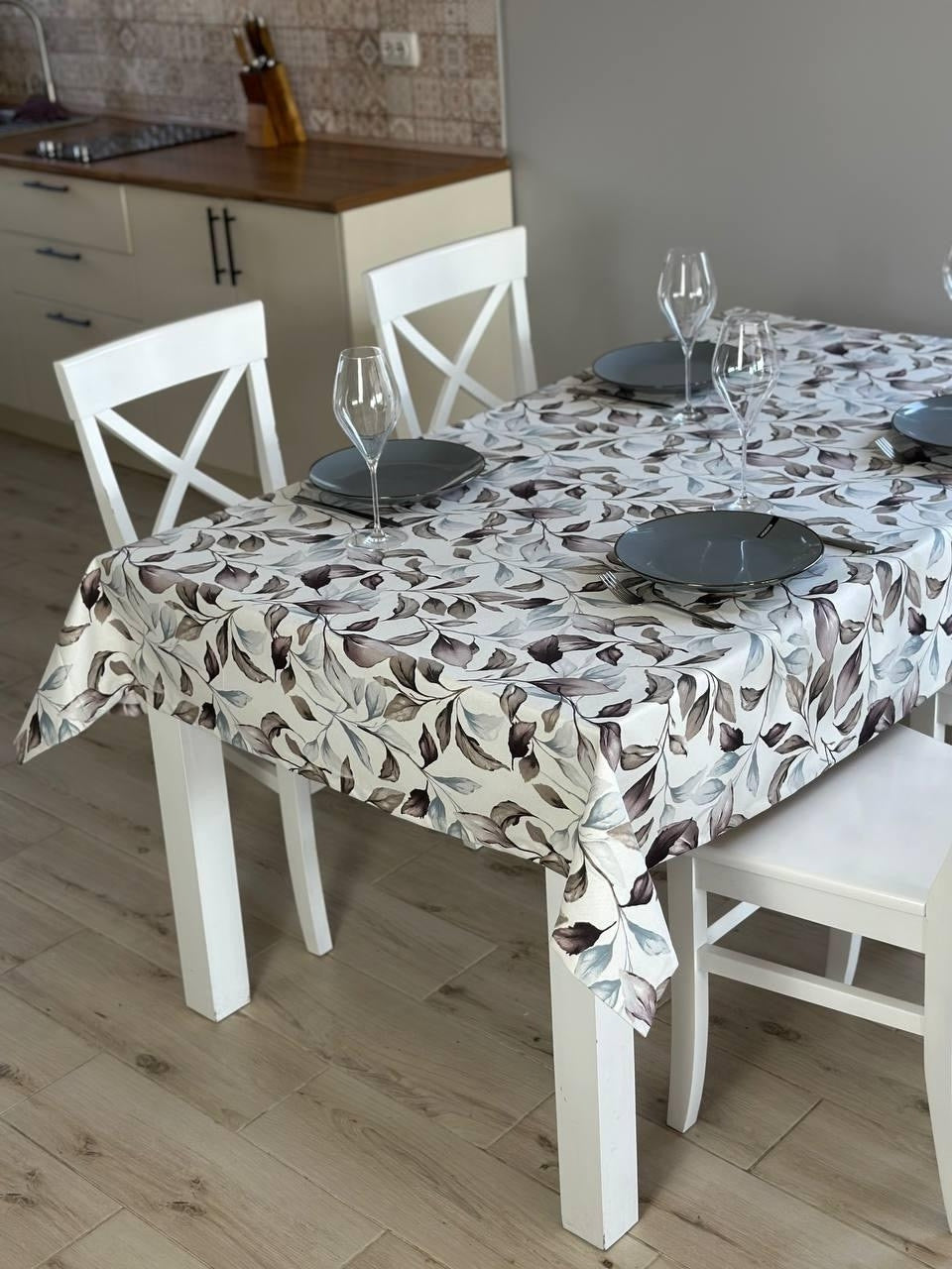 Linen waterproof tablecloth with Teflon, Geometry collection, luxury quality (custom or standard size)