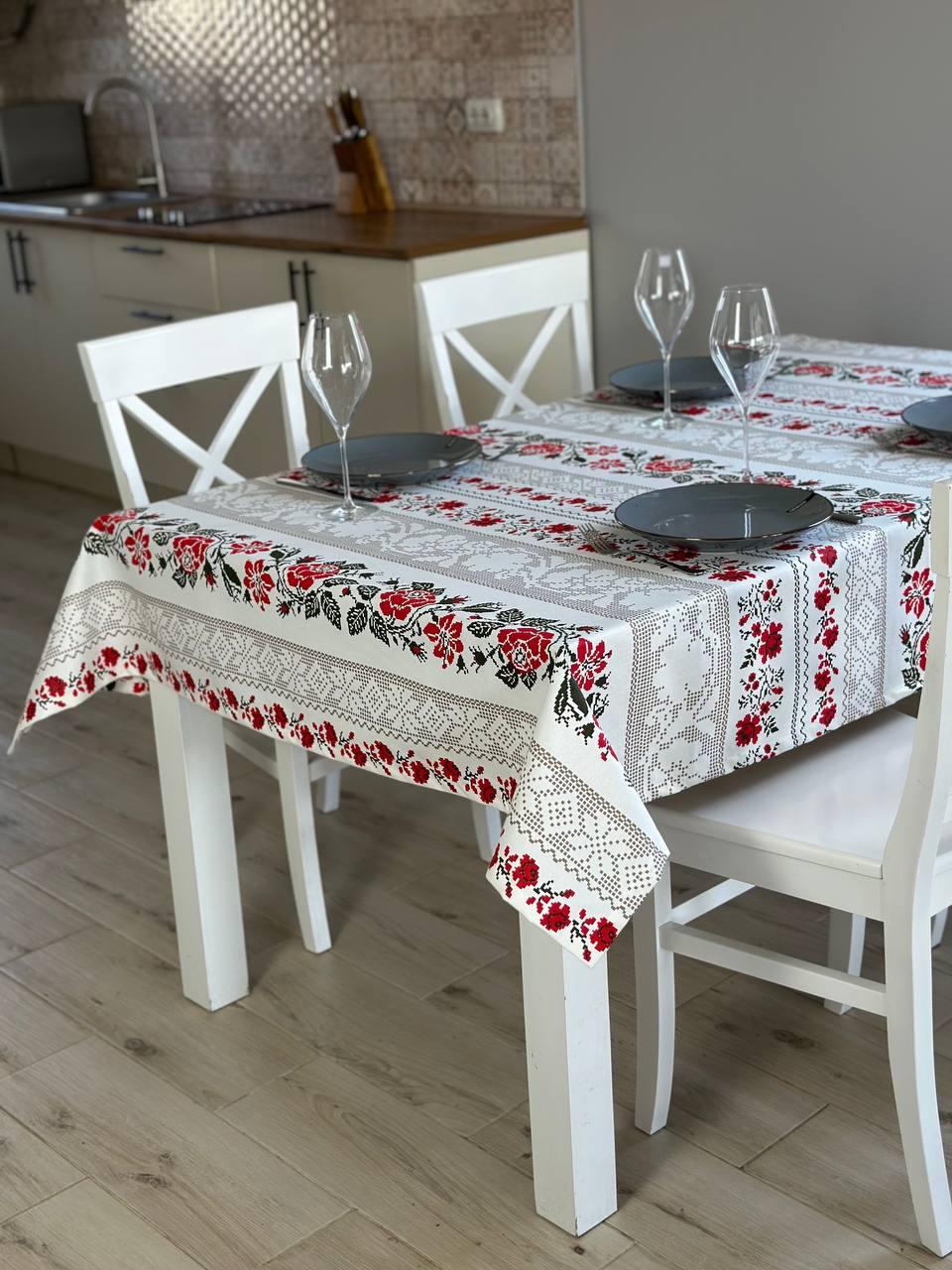 Linen waterproof tablecloth with Teflon, Geometry collection, luxury quality (custom or standard size)