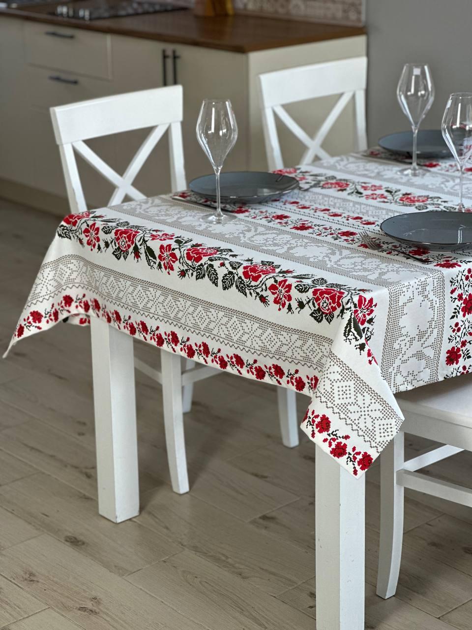 Linen waterproof tablecloth with Teflon, Geometry collection, luxury quality (custom or standard size)