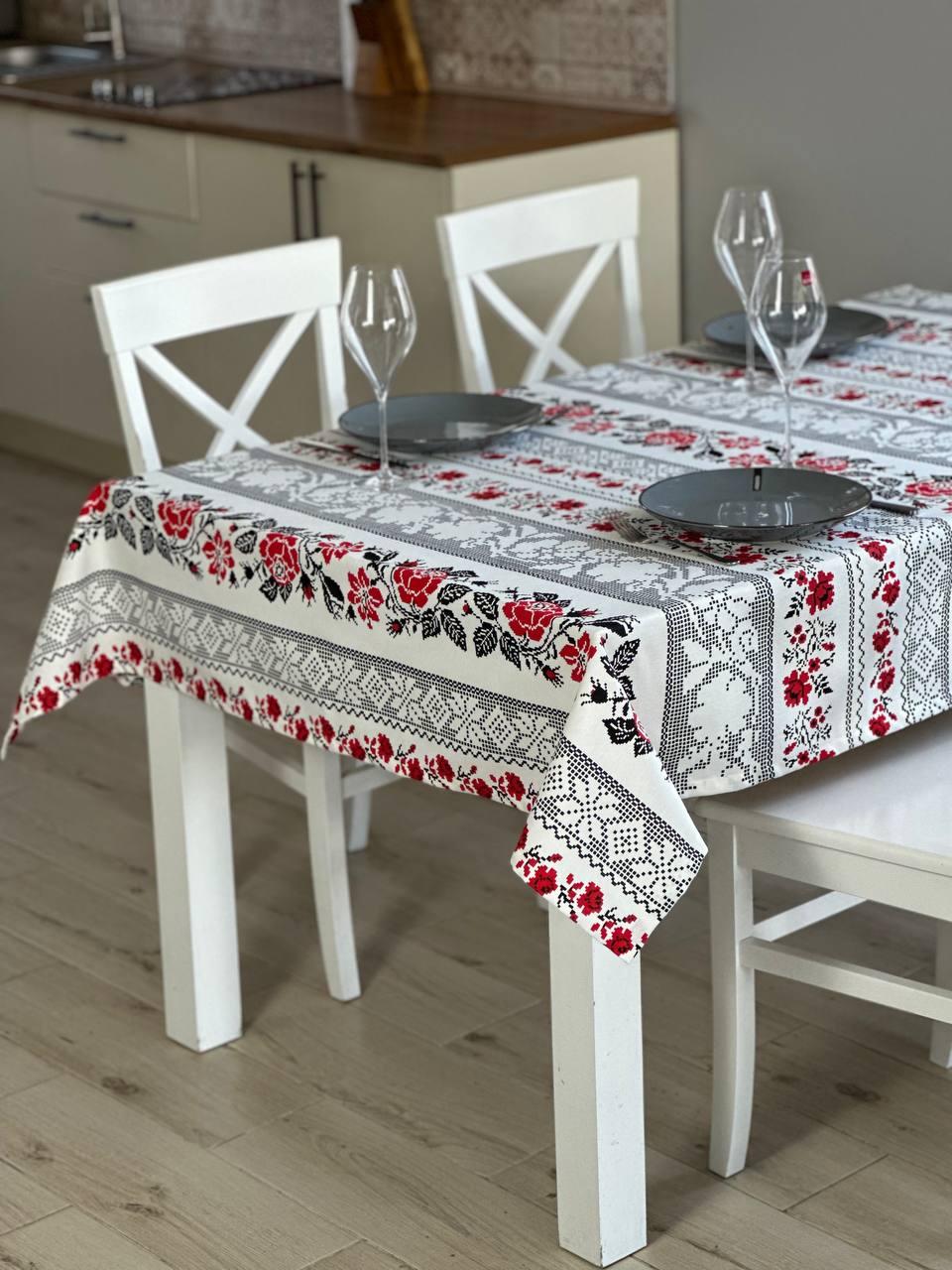 Linen waterproof tablecloth with Teflon, Geometry collection, luxury quality (custom or standard size)