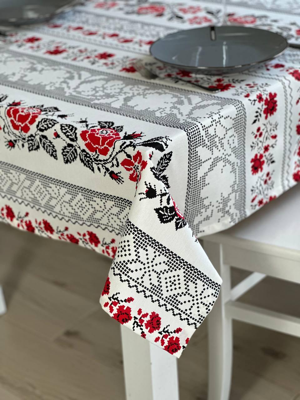 Linen waterproof tablecloth with Teflon, Geometry collection, luxury quality (custom or standard size)