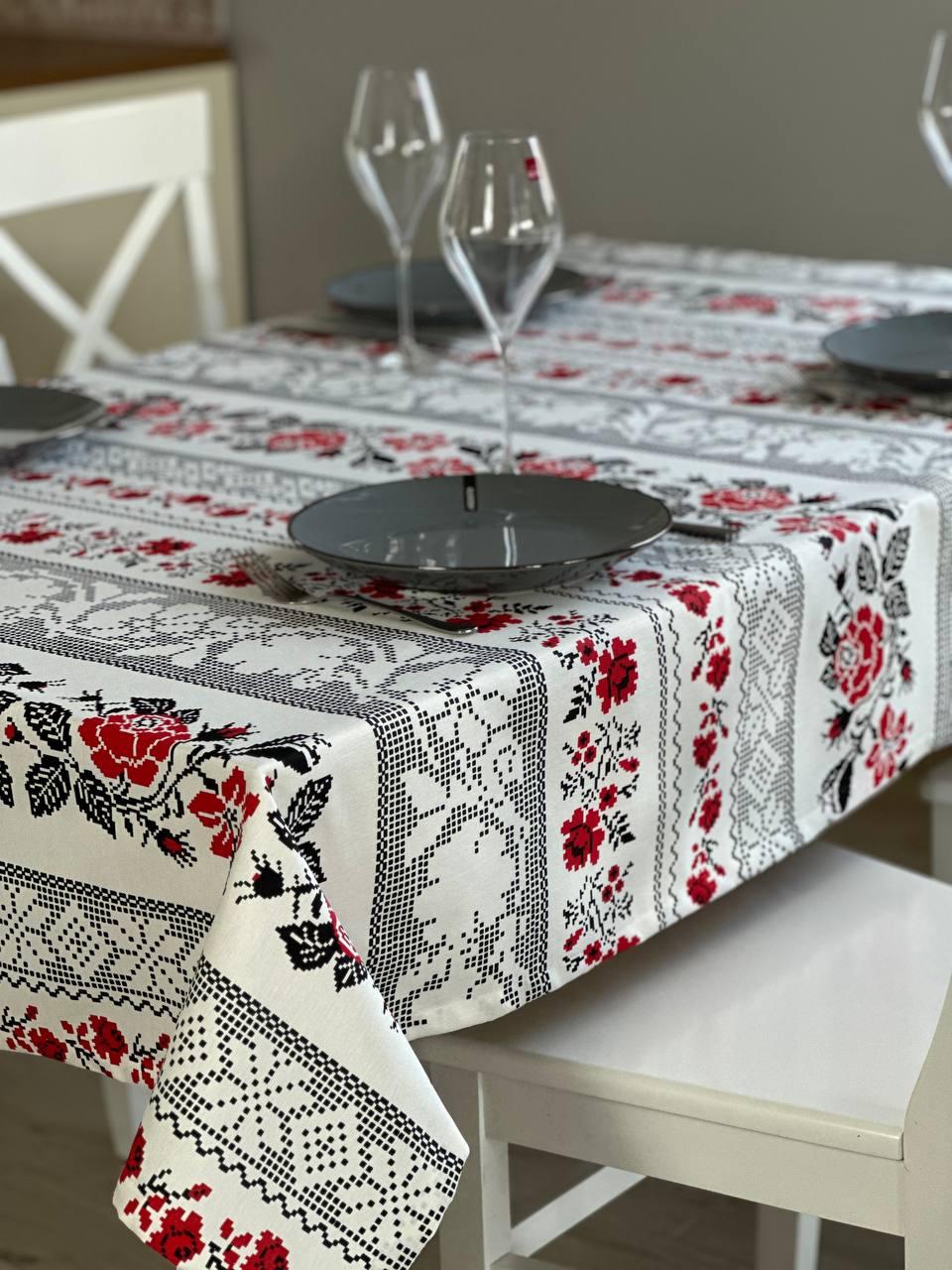 Linen waterproof tablecloth with Teflon, Geometry collection, luxury quality (custom or standard size)