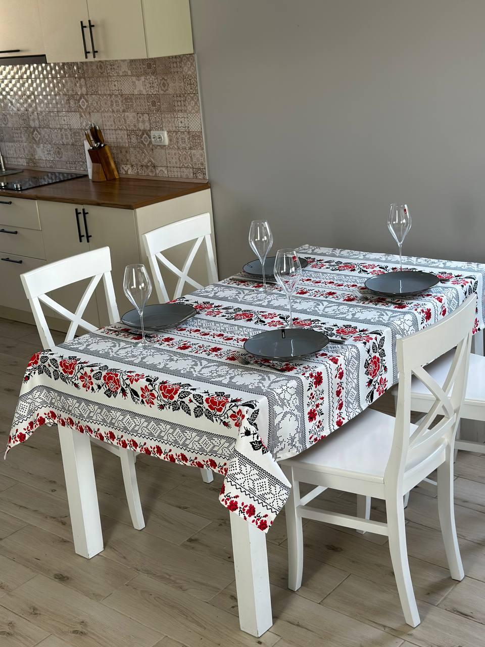 Linen waterproof tablecloth with Teflon, Geometry collection, luxury quality (custom or standard size)