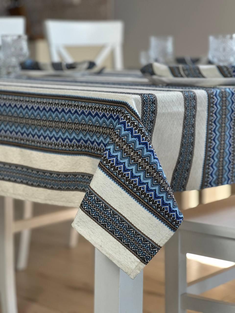 Ukrainian tablecloth embroidered linen, Ukrainian ornament, luxury quality (custom or standard size)