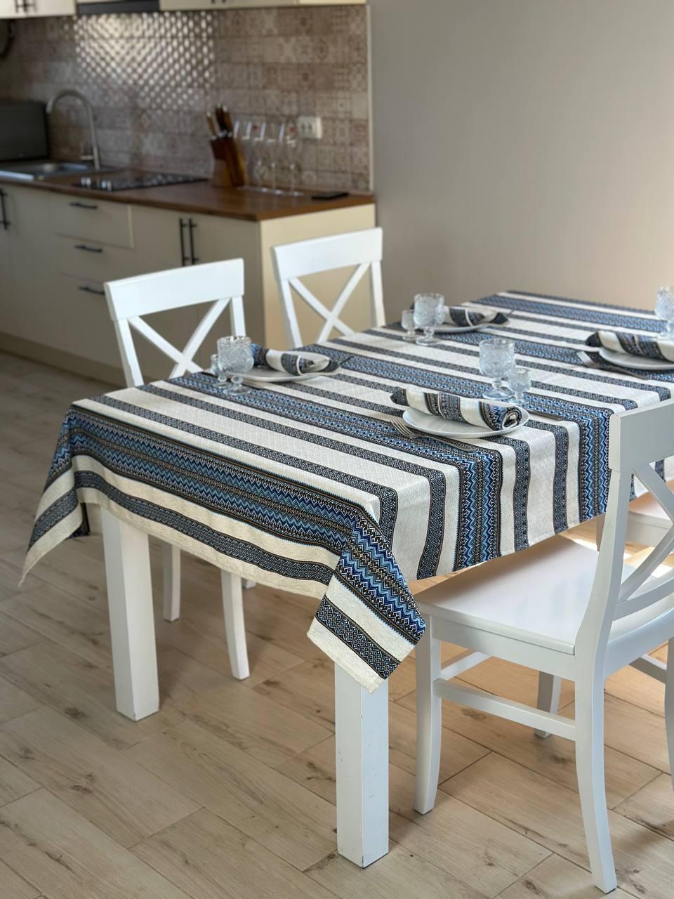 Ukrainian tablecloth embroidered linen, Ukrainian ornament, luxury quality (custom or standard size)