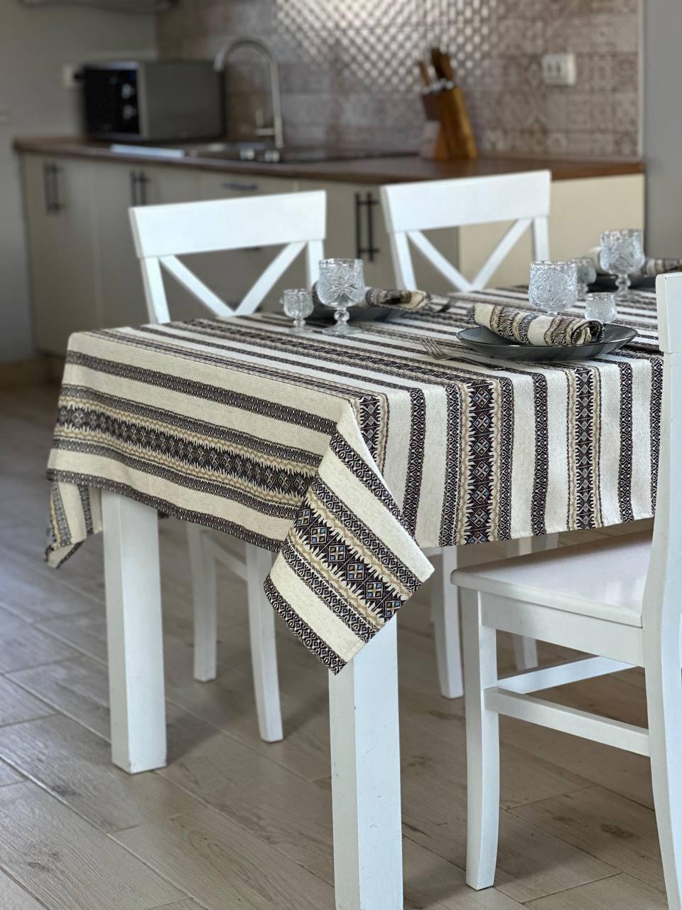 Ukrainian tablecloth embroidered linen, Ukrainian ornament, luxury quality (custom or standard size)