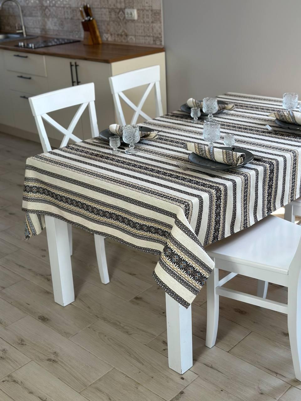 Ukrainian tablecloth embroidered linen, Ukrainian ornament, luxury quality (custom or standard size)