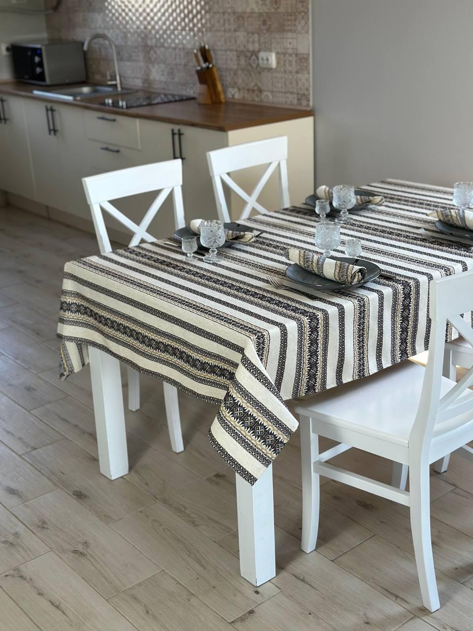 Ukrainian tablecloth embroidered linen, Ukrainian ornament, luxury quality (custom or standard size)