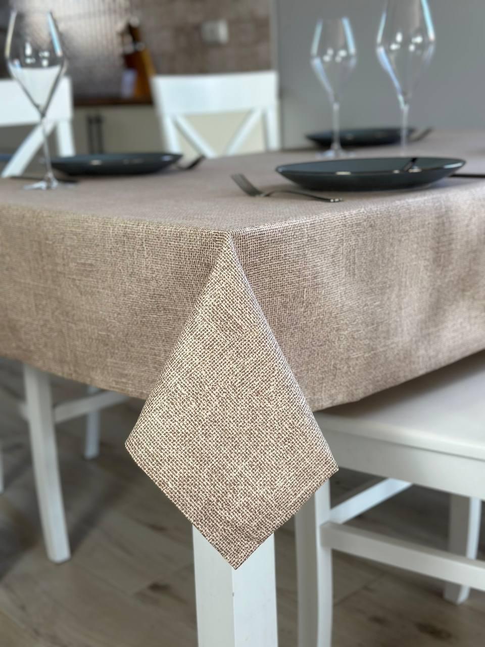 Linen waterproof tablecloth with Teflon, Geometry collection, luxury quality (custom or standard size)