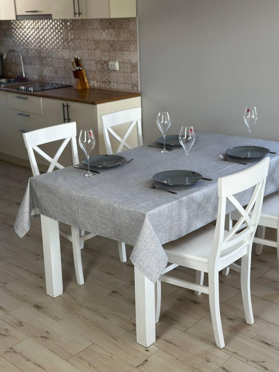 Linen waterproof tablecloth with Teflon, Geometry collection, luxury quality (custom or standard size)