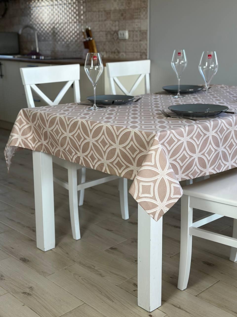 Linen waterproof tablecloth with Teflon, Geometry collection, luxury quality (custom or standard size)