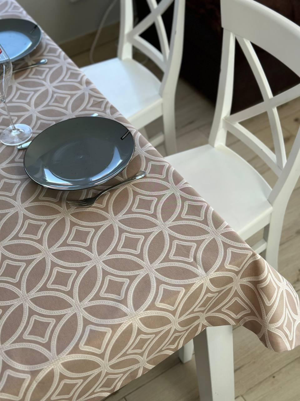 Linen waterproof tablecloth with Teflon, Geometry collection, luxury quality (custom or standard size)