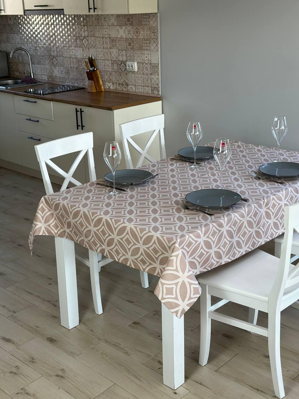 Linen waterproof tablecloth with Teflon, Geometry collection, luxury quality (custom or standard size)