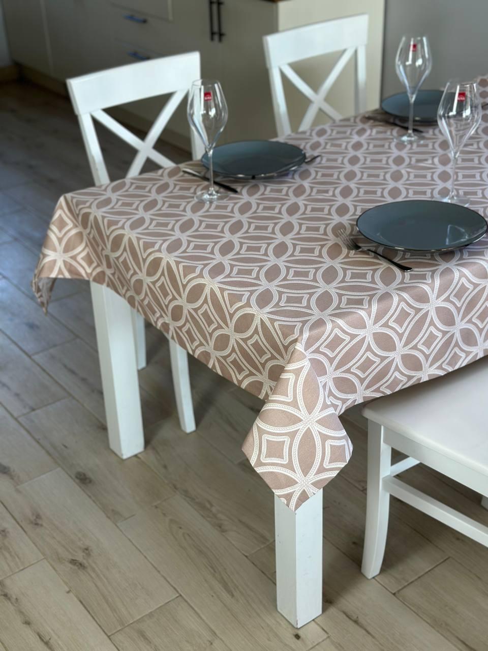 Linen waterproof tablecloth with Teflon, Geometry collection, luxury quality (custom or standard size)