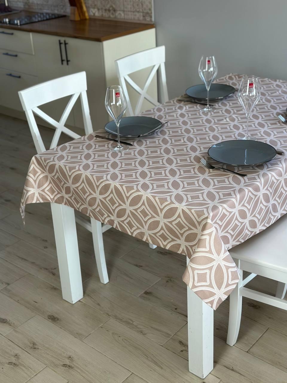 Linen waterproof tablecloth with Teflon, Geometry collection, luxury quality (custom or standard size)