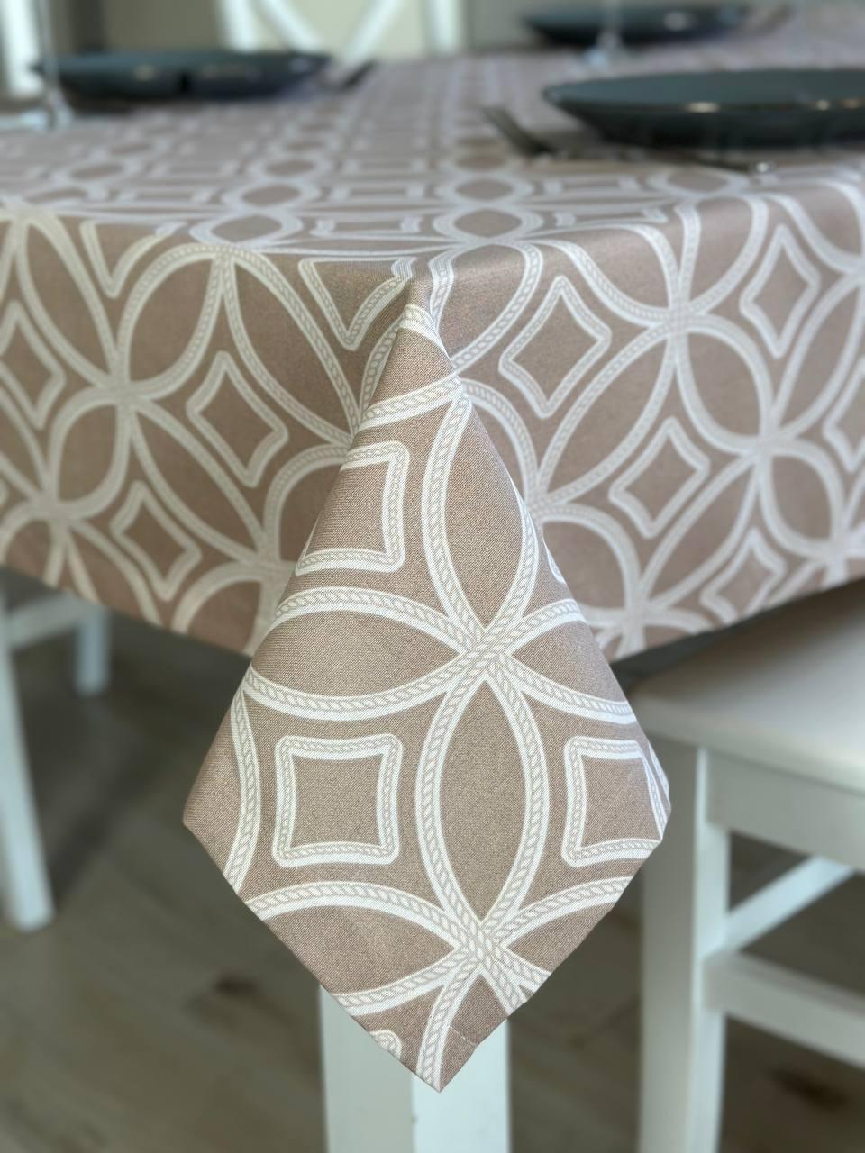 Linen waterproof tablecloth with Teflon, Geometry collection, luxury quality (custom or standard size)
