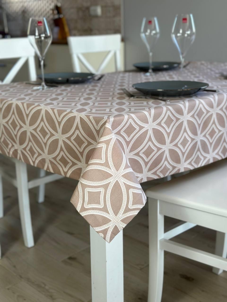 Linen waterproof tablecloth with Teflon, Geometry collection, luxury quality (custom or standard size)