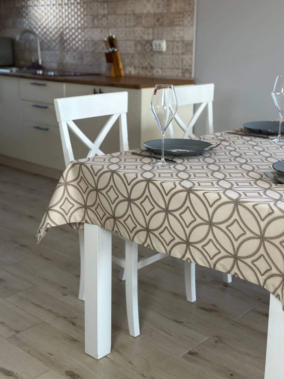Linen waterproof tablecloth with Teflon, Geometry collection, luxury quality (custom or standard size)
