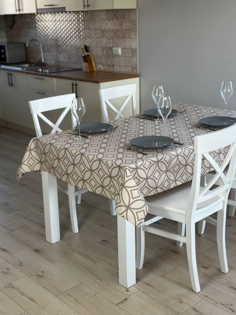 Linen waterproof tablecloth with Teflon, Geometry collection, luxury quality (custom or standard size)