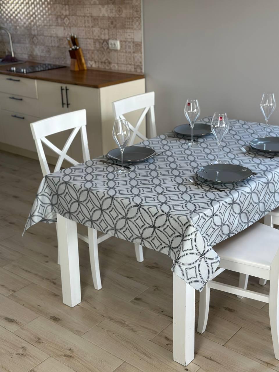 Linen waterproof tablecloth with Teflon, Geometry collection, luxury quality (custom or standard size)