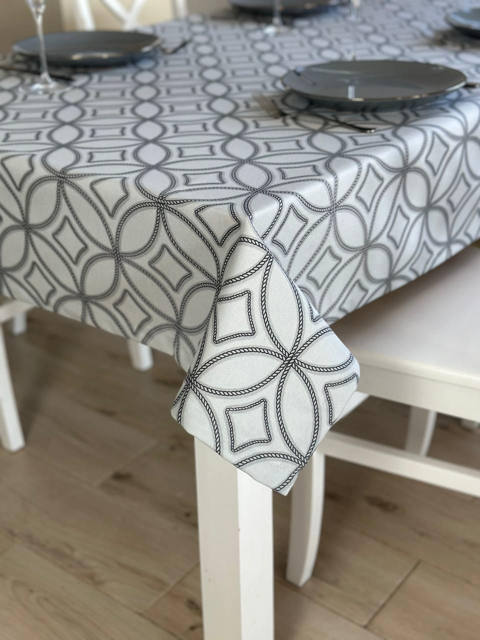Linen waterproof tablecloth with Teflon, Geometry collection, luxury quality (custom or standard size)