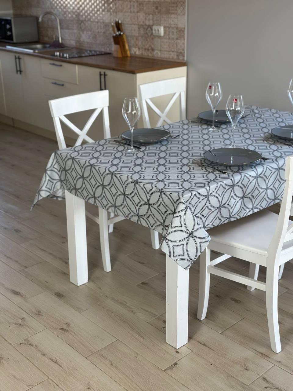 Linen waterproof tablecloth with Teflon, Geometry collection, luxury quality (custom or standard size)