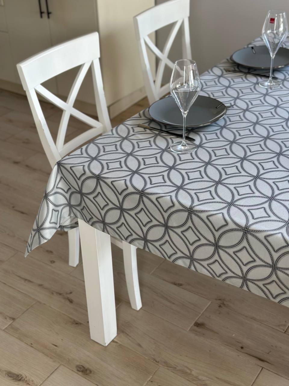 Linen waterproof tablecloth with Teflon, Geometry collection, luxury quality (custom or standard size)
